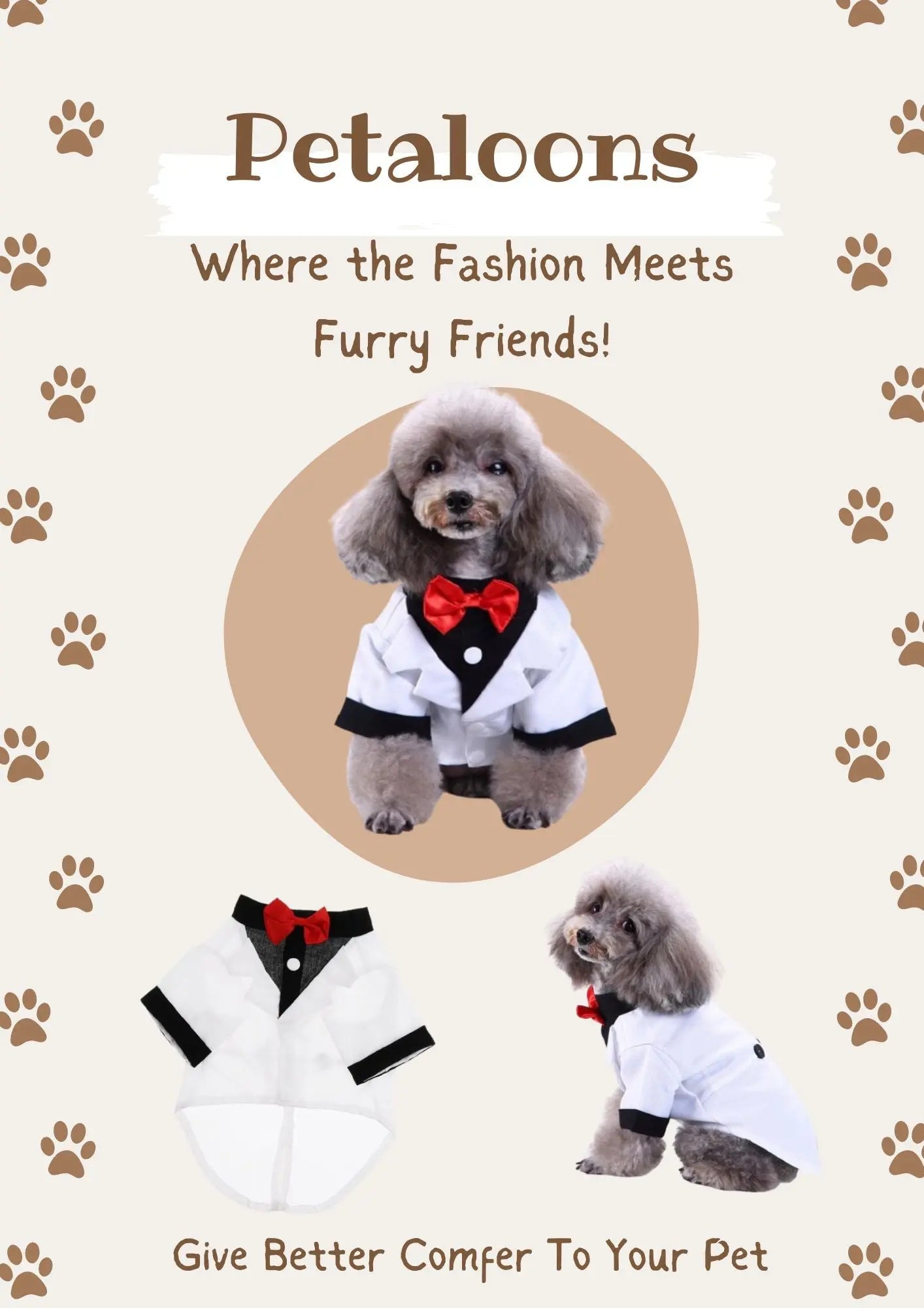 Dog Wedding Outfit Cute | White Tuxedo - Petaloons