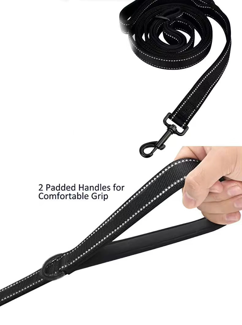 Heavy-duty reflective dog leash built for strength and durability.