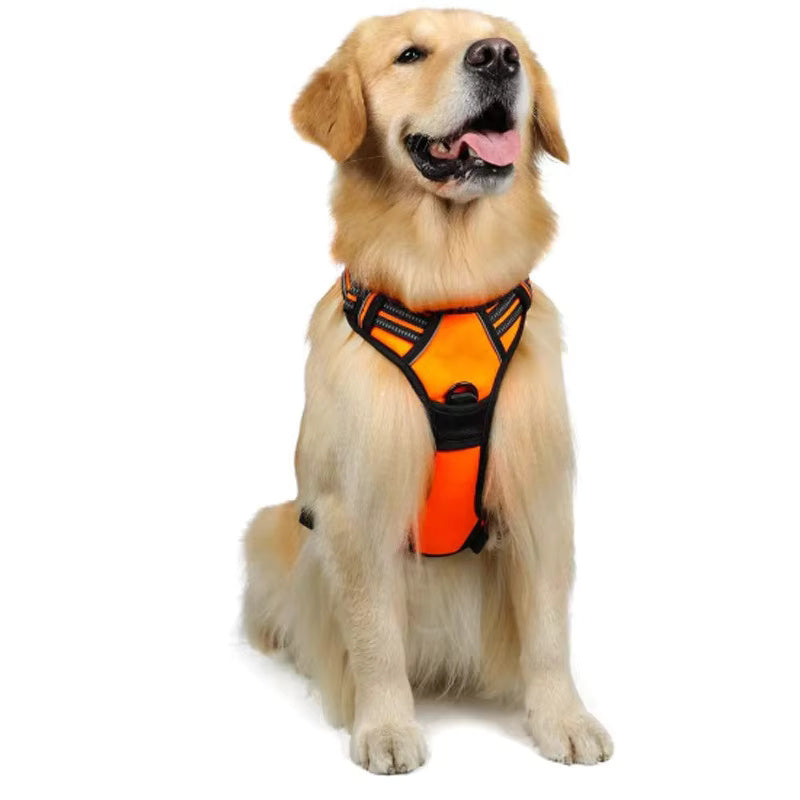 Large dog harness featuring a pet backpack for added convenience.