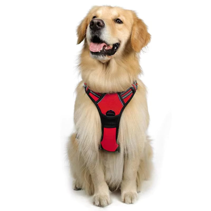 Pet backpack harness designed for large dogs with a comfortable fit.